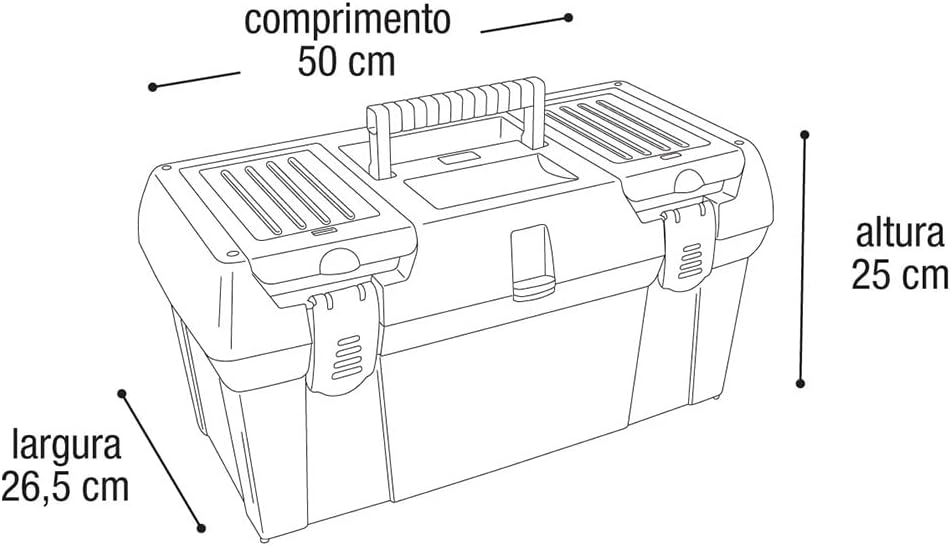Caixa de Ferramenta Maleta Stone Pro 19" Trava de Aço Arqplast
