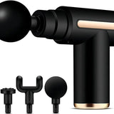 Massageador Elétrico Pistola Muscular Profissional Recarregável 4 Ponteiras Massagem Relaxante Alívio Dores Pós-Treino Miofascial Fitness Corpo Inteiro Esportivo Portátil Silencioso Premium