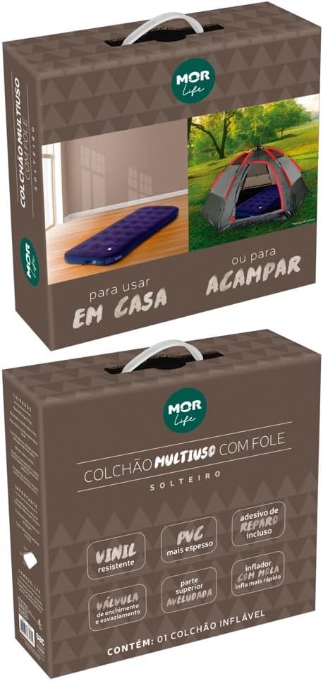 Mor Life - Colchão Inflável Multiuso Solteiro com Fole