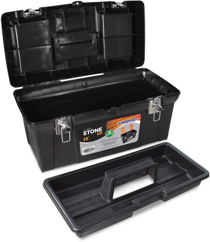 Caixa de Ferramenta Maleta Stone Pro 19" Trava de Aço Arqplast