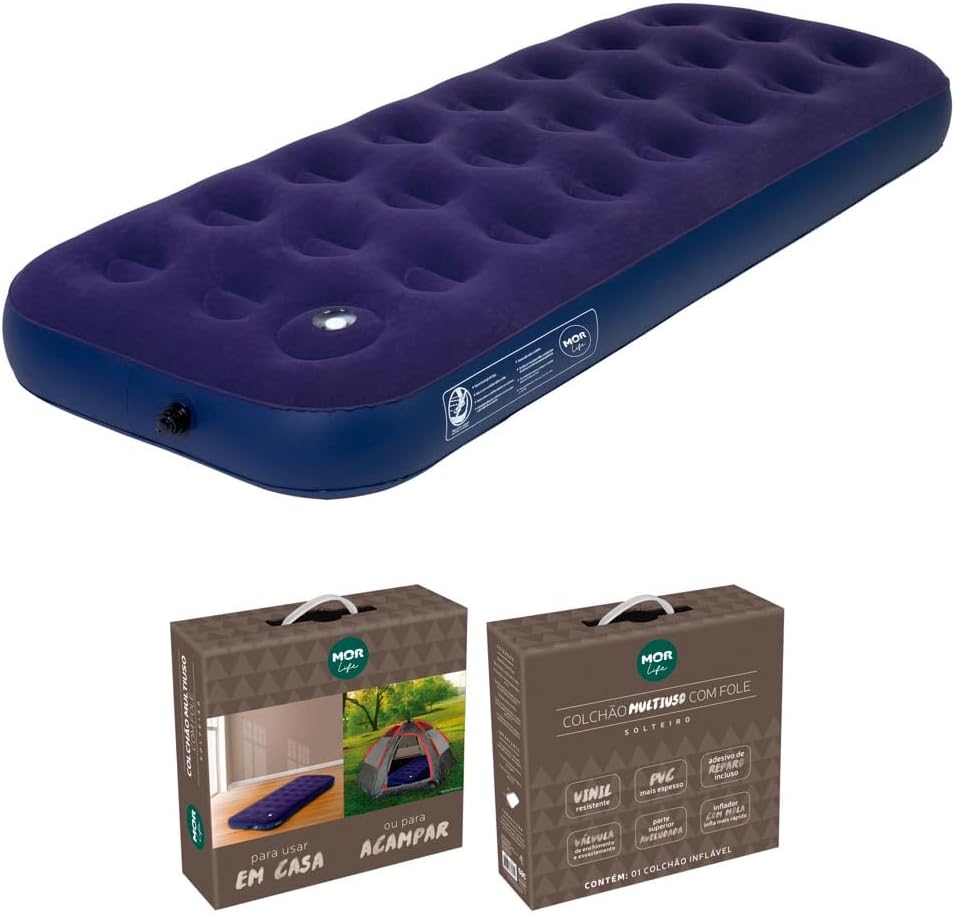 Mor Life - Colchão Inflável Multiuso Solteiro com Fole