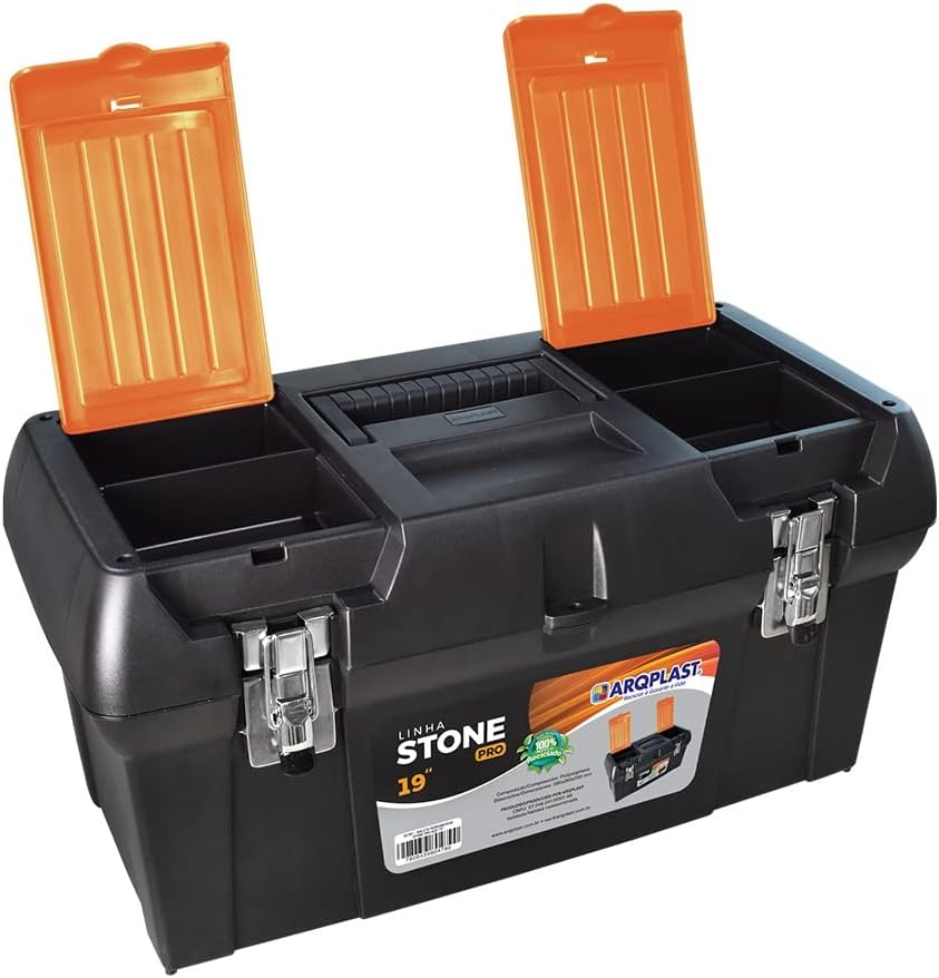 Caixa de Ferramenta Maleta Stone Pro 19" Trava de Aço Arqplast