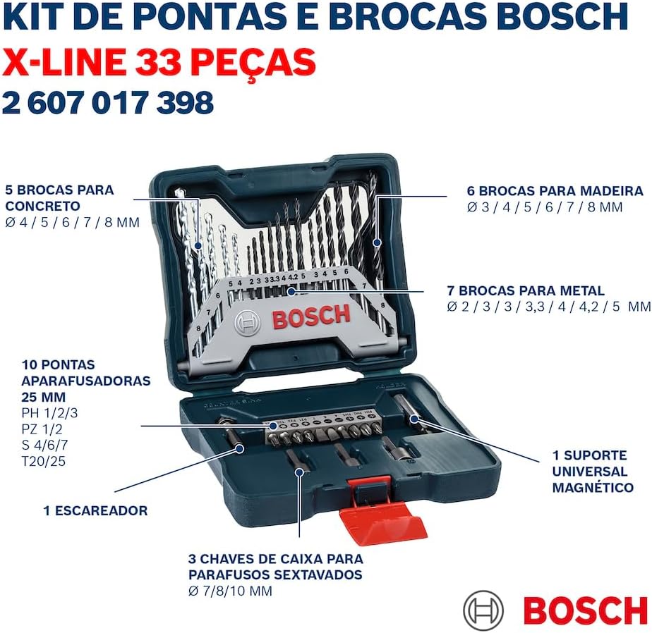 Bosch Kit de Pontas e Brocas X-Line 33 pçs