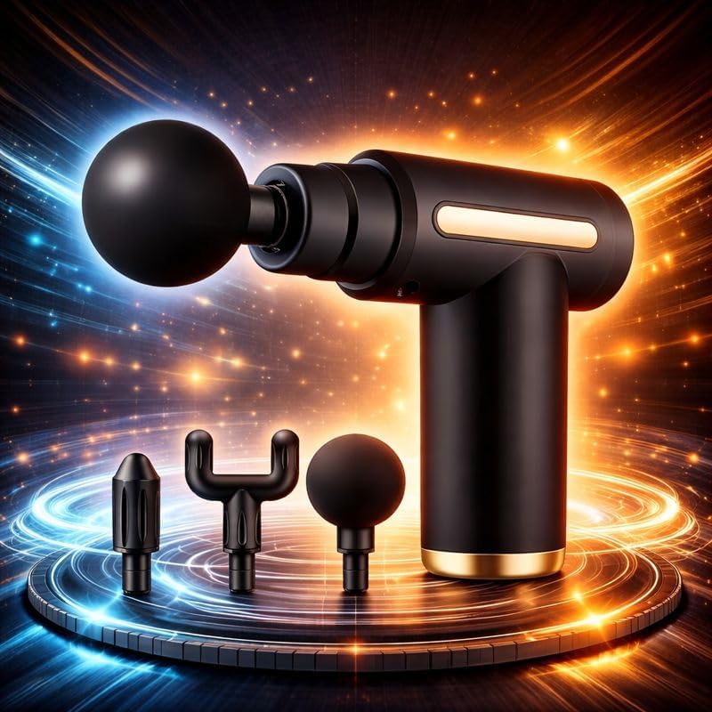 Massageador Elétrico Pistola Muscular Profissional Recarregável 4 Ponteiras Massagem Relaxante Alívio Dores Pós-Treino Miofascial Fitness Corpo Inteiro Esportivo Portátil Silencioso Premium