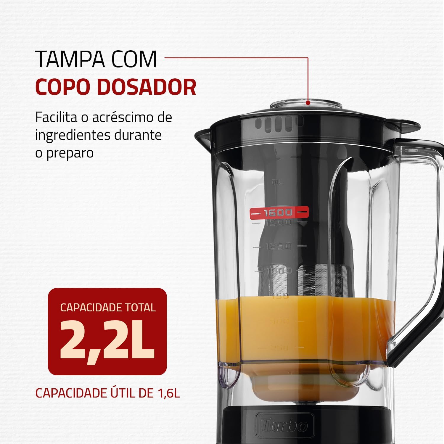 MONDIAL Liquidificador Turbo Power, Preto, 550W, 220V - L-99 FB