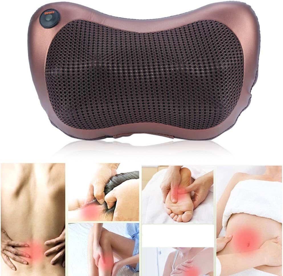 Almofada de massagem eletrônica aquecimento eletrônico, almofada de massagem amassar costas pescoço pescoço ombro, almofada de massagem amassada profunda adequada para casa e escritório