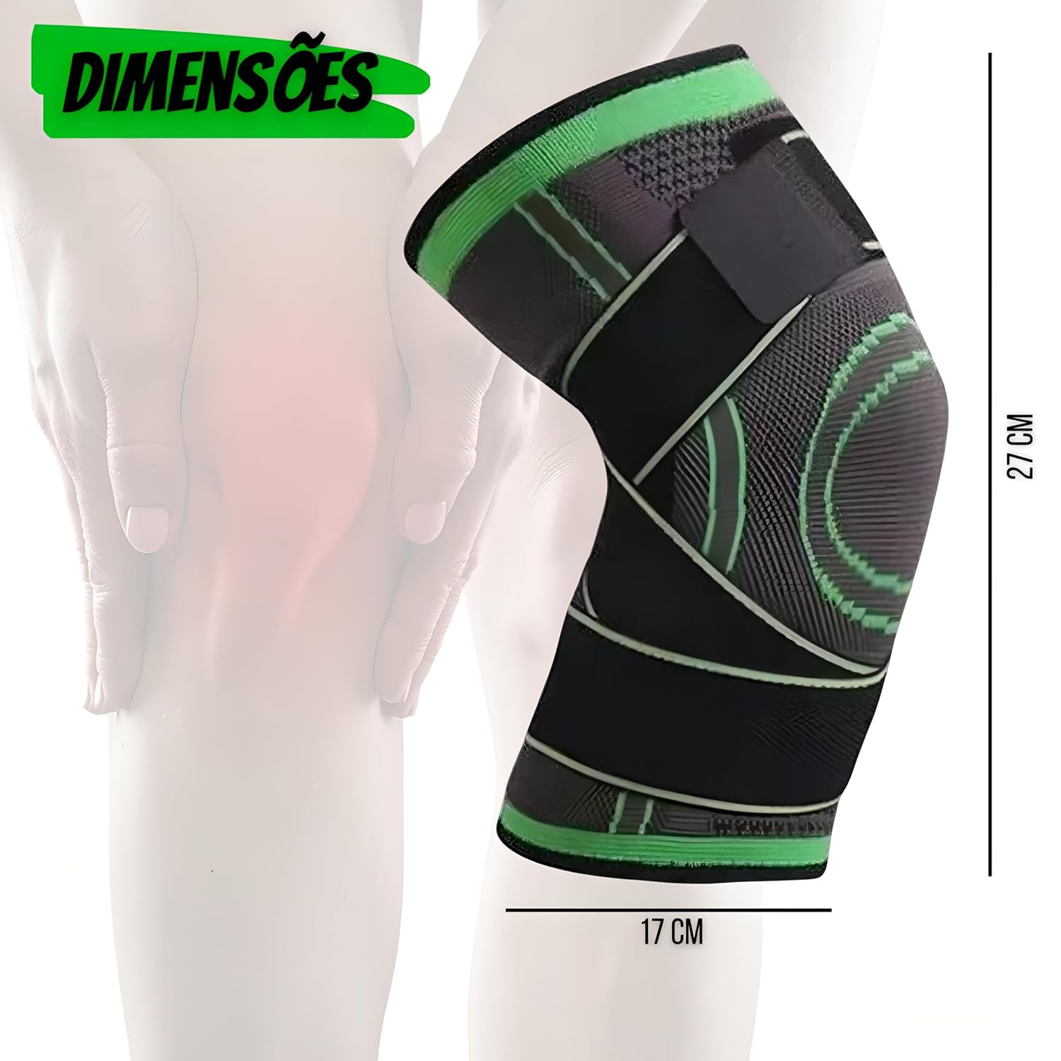 Kit 2 Joelheiras Ortopédicas De Compressão Ajustável Elástica Para Dores Articulação E Proteção Esportes
