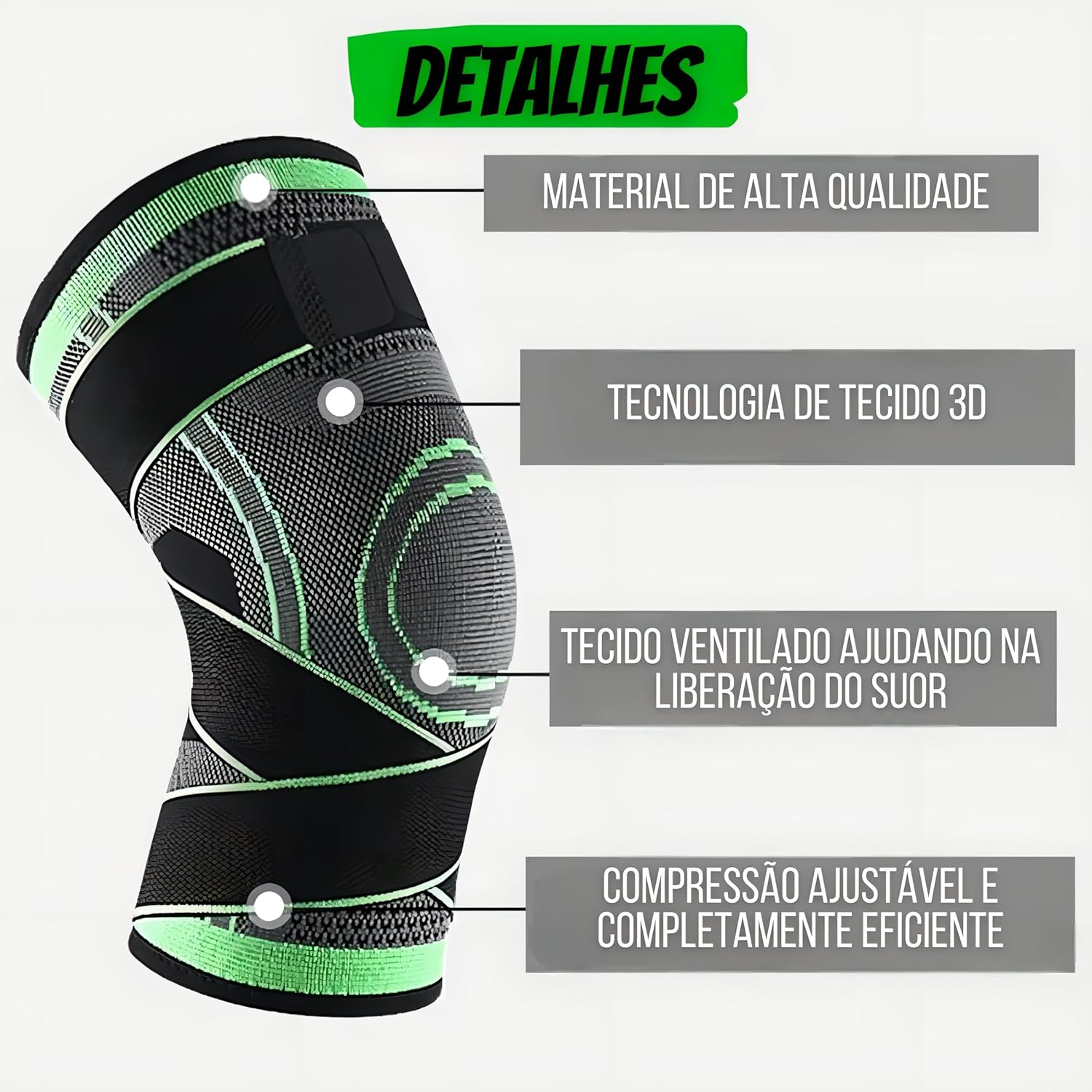 Kit 2 Joelheiras Ortopédicas De Compressão Ajustável Elástica Para Dores Articulação E Proteção Esportes