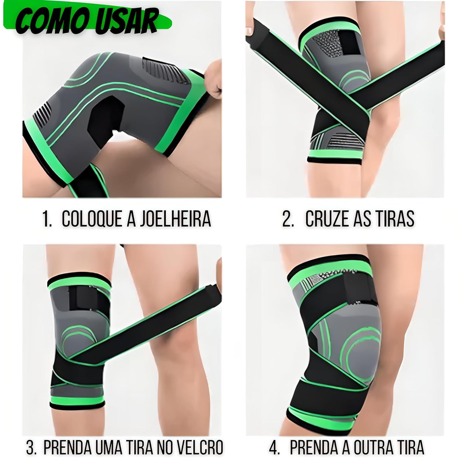 Kit 2 Joelheiras Ortopédicas De Compressão Ajustável Elástica Para Dores Articulação E Proteção Esportes