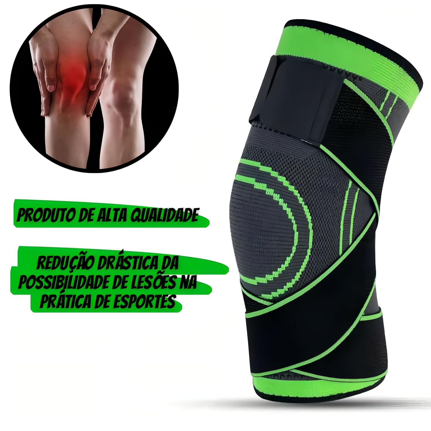 Kit 2 Joelheiras Ortopédicas De Compressão Ajustável Elástica Para Dores Articulação E Proteção Esportes