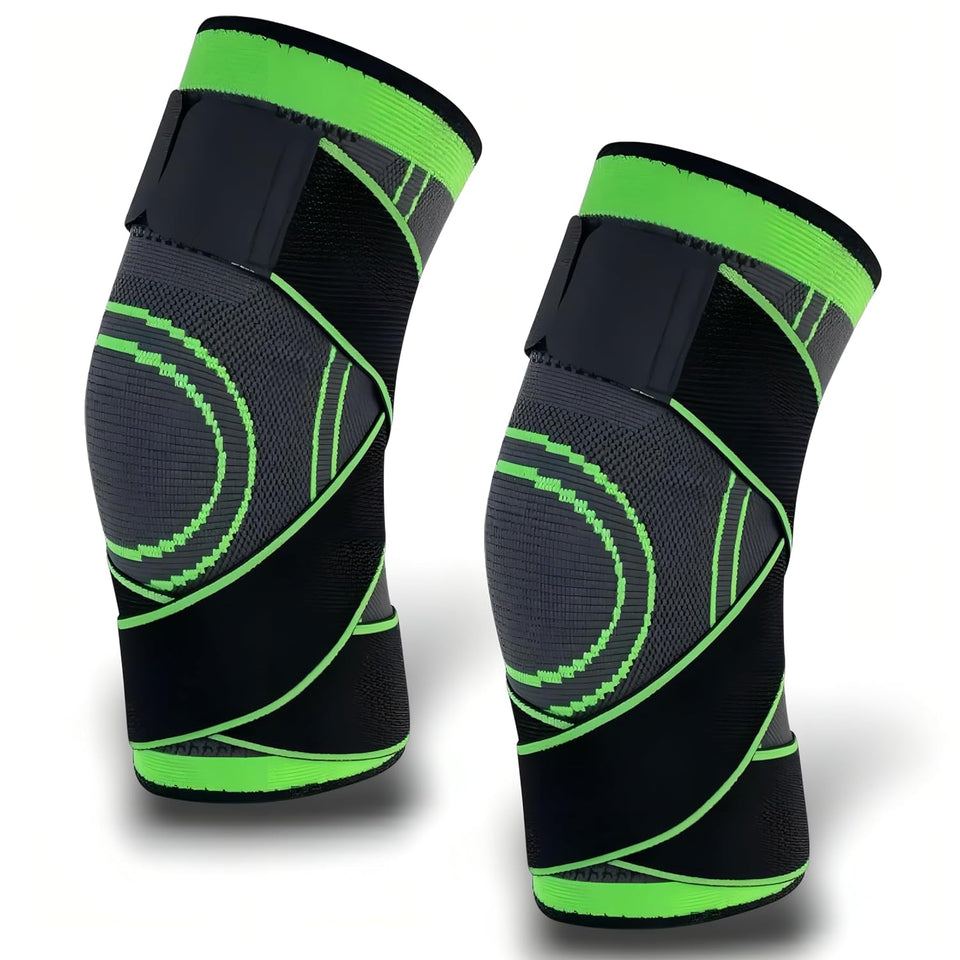 Kit 2 Joelheiras Ortopédicas De Compressão Ajustável Elástica Para Dores Articulação E Proteção Esportes